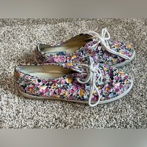 Floral Lace Up Vans Size 8
